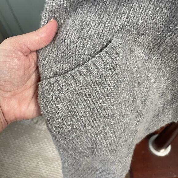 Eileen Fisher Gray Sweater Open Cardigan Size XL Wool Blend Pockets Minimalist - Picture 5 of 5